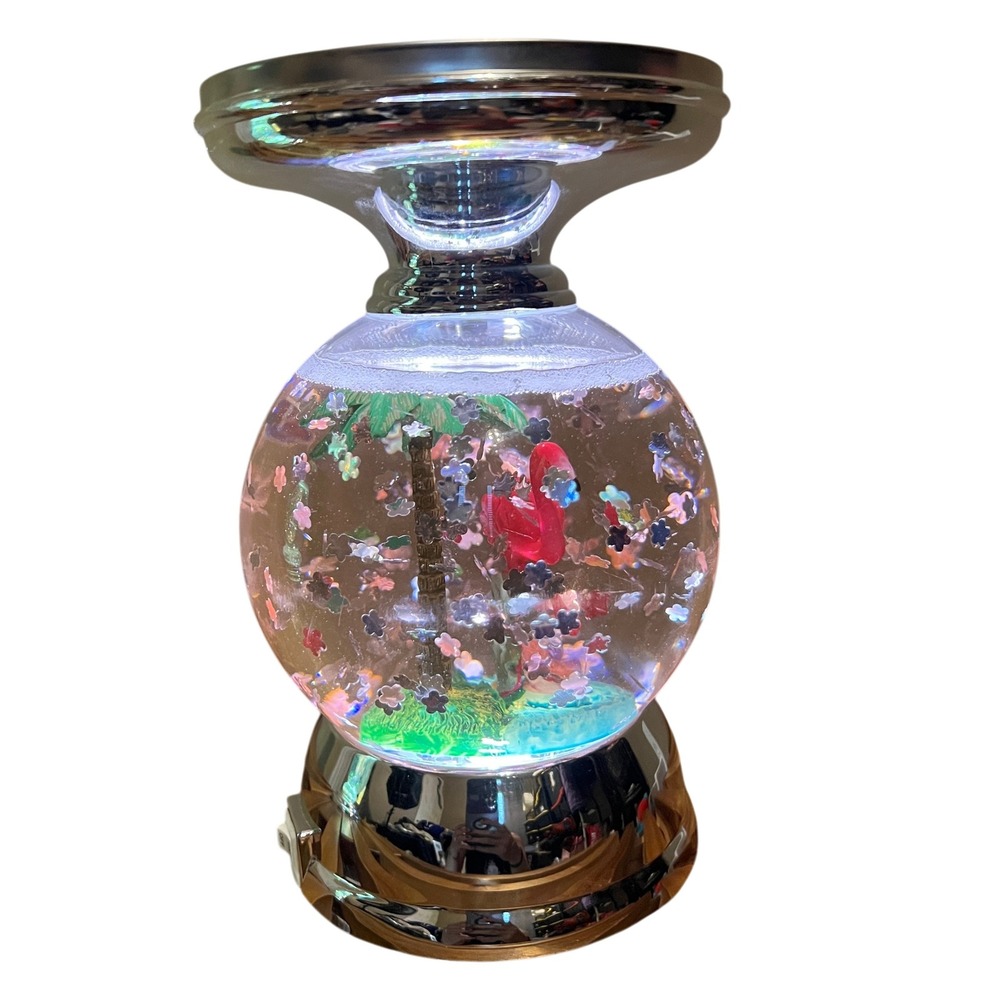 Bath & Body Works Flamingo Palm Tree Light Up Swirling Glitter Candle Pedestal
